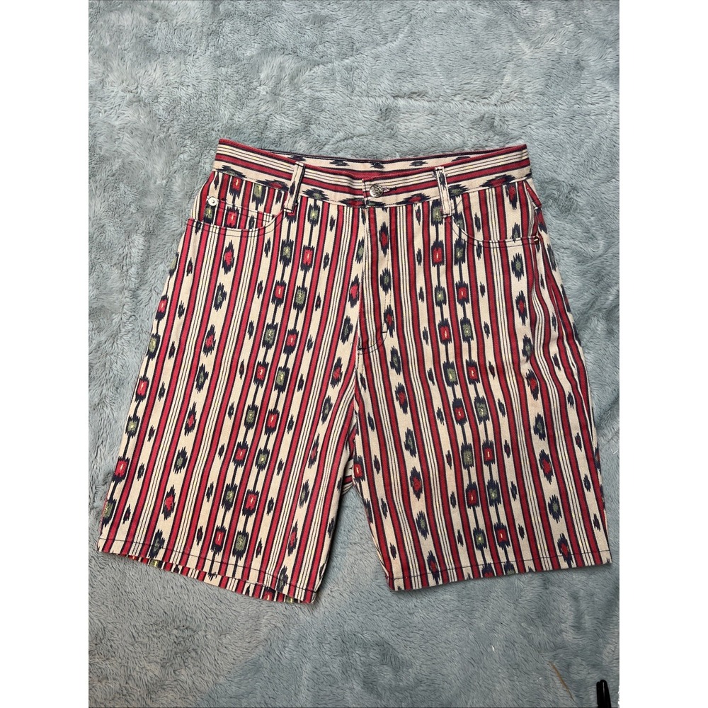 Vintage MDM Designs Aztec Denim‎ Shorts Women's 11 Made USA 80's Rare